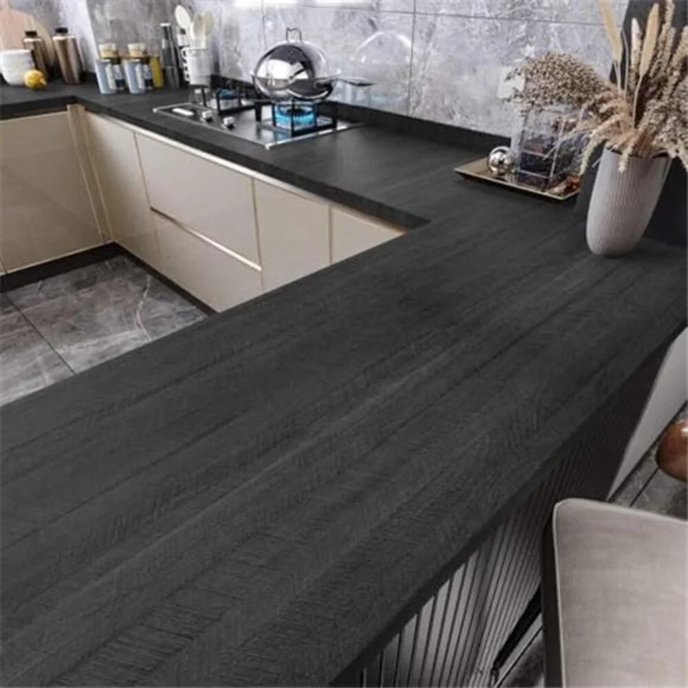 Wood Contact Paper Peel and Stick Countertops Waterproof Black Wood Look